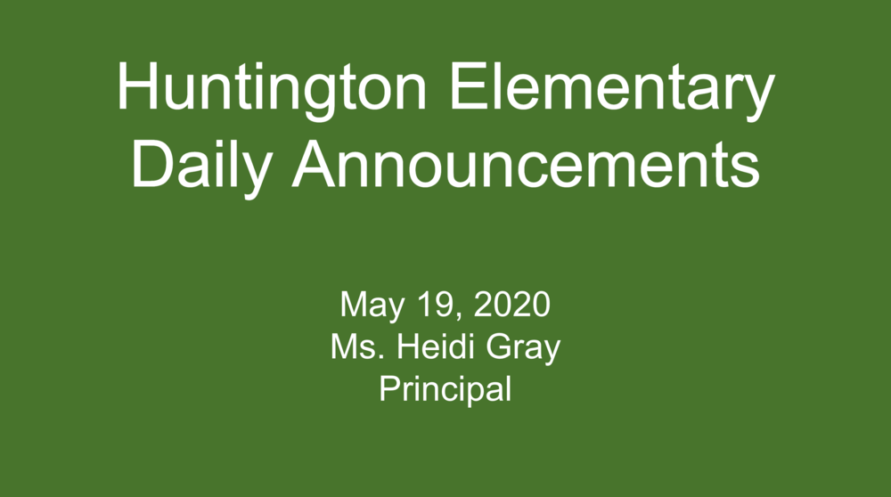 Daily Video Announcements for May 19