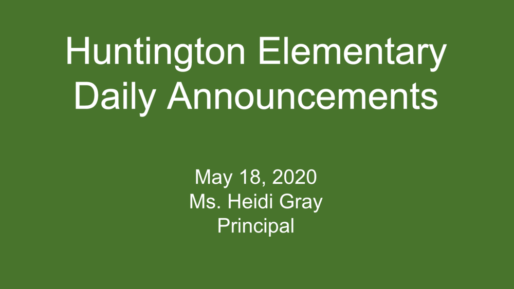 Daily Video Announcements for May 18
