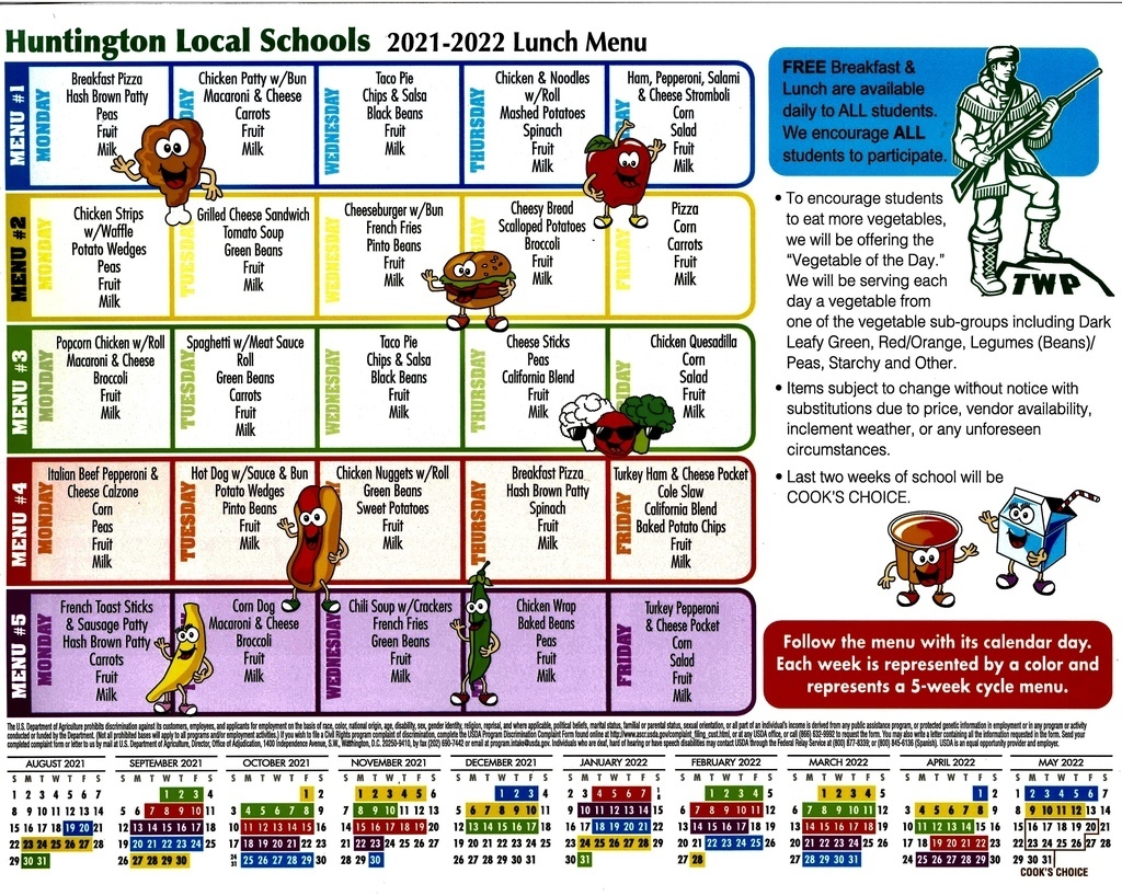 2021-2022 School Lunch Menu